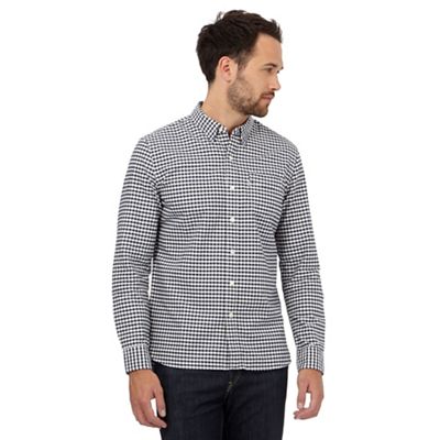Blue chest pocket checked long sleeve shirt